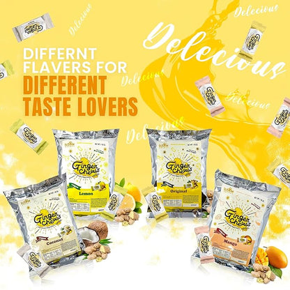 Fusion Select 1Lb Original Ginger Chews - Sweet Soft Candied Delights From Indonesia - Promotes Relief From Morning Sickness, Upset Stomach - Made from Real Ginger Root, Non-GMO, Vegan Candy