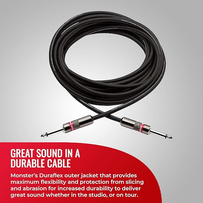 Monster Prolink Classic Speaker Cable - 6FT Straight to Straight Instrument Cable - 1/4-Inch Plugs - Guitar Cord w/Superior Signal Transfer, Noise Reduction, Duraflex Outer Jacket