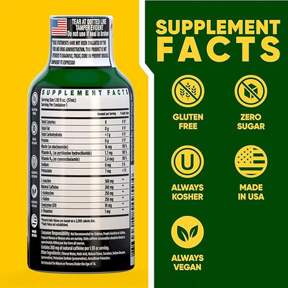 Vitamin Energy Focus+ Extra Strength Daily Energy Shot – Grape – 260mg Natural Caffeine, 100% DV B-Vitamins – Focus & Productivity Support – Zero Sugar, Vegan, Kosher – 1.93 fl oz, 24-Pack