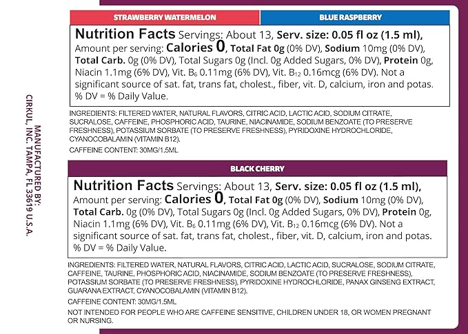 Cirkul GoSip Flavor Cartridge Variety Pack with Caffeine, 6-Pack (2 Blue Raspberry, 2 Black Cherry, 2 Strawberry Watermelon)