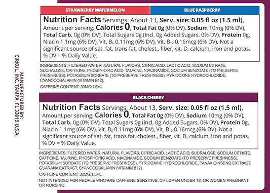 Cirkul GoSip Flavor Cartridge Variety Pack with Caffeine, 6-Pack (2 Blue Raspberry, 2 Black Cherry, 2 Strawberry Watermelon)