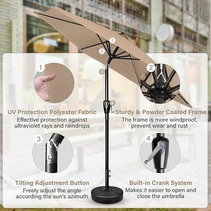 Simple Deluxe 9' Patio Umbrella Outdoor Table Market Yard Umbrella with Push Button Tilt/Crank