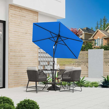 7.5FT Patio Umbrella Table Market Umbrella w/Tilt and Crank Heavy-Duty Round Outdoor Umbrellas for Garden, Deck, Backyard, Pool and Beach, Royal Blue