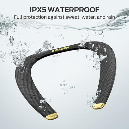 Monster Boomerang Petite Neckband Bluetooth Speakers, Neck Speaker with 15H Playtime, aptX High Fidelity 3D Stereo Sound, Low Latency, Built-in Mic, IPX5 Waterproof Wearable for Home Outdoor