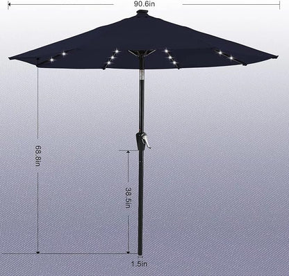 ABCCANOPY Durable Solar Led Patio Umbrellas with 32LED Lights 11FT (Navy Blue)