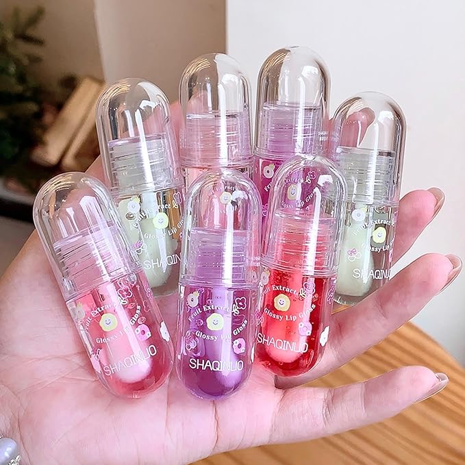 Non-Sticky Tinted Lip Gloss Oil Set,Moisturizing Lip Gloss,4Pcs Plumping Lip Oil,Fruity Lasting Nourishing Shiny Lip Oils