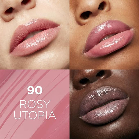 L'Oreal Paris Glow Paradise Hydrating Tinted Lip Balm-in-Gloss with Pomegranate Extract & Hyaluronic Acid, Ultra-Gentle, Non-Sticky Formula, Rosy Utopia, 0.23 Fl Oz (Pack of 2)