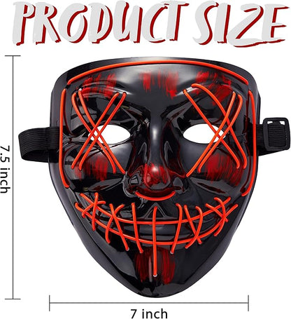 JOYIN Halloween Led Light Up Scary Mask and Gloves for Halloween Cosplay Costume (Red), 3 Modes Glow in The Dark Mask for Adult Women Men Boys Girls Trick or Treat, Party Dress Up Accessories Gifts