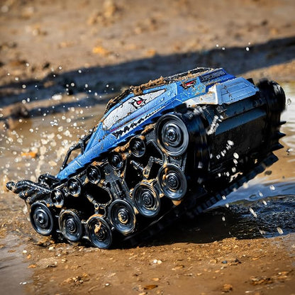Ruko 1604 Amphibious Remote Control Car, Waterproof Shark Monster Truck, 360° Rotating Tank, Full Throttle, All Terrain Vehicle Toys for Age 3 4 5 6 7 8 Year Old Boys Girls Birthday Gifts, Blue