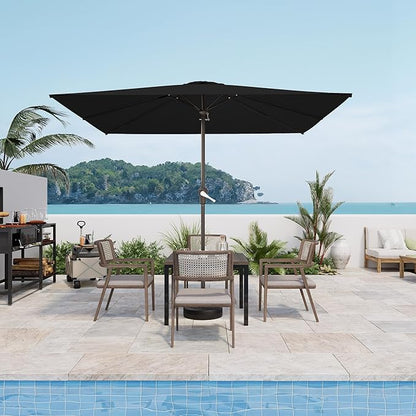 8' x 10' Rectangular Patio Umbrellas for Outdoor, Outdoor Table Umbrella, Large Outdoor Patio Umbrellas with 8 Sturdy Ribs for Market, Garden, Pool (Black)