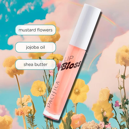 Pacifica Plumping Lip Gloss – Jasmine Kiss Flavored Lavender-Pink Tint Hydrating Lip Oil Balm, No-Tingle Volumizing Gloss with Shea Butter & Jojoba, High Shine Color, Vegan & Cruelty-Free 0.14oz