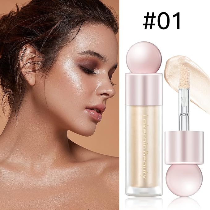 Liquid Highlighter Makeup, Natural Silky Shimmer Finish Liquid Gold Shimmer)