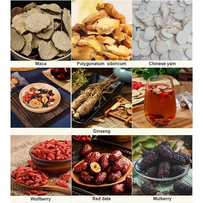 Kidney Tea Formula Ginseng Six Treasure Tea, Ginseng Six Treasures Teas, Te Renal Herbal, Red Date Wolfberry Mulberry Chinese Kidney Herbal Red Ginsengs Teas (30 Bags)
