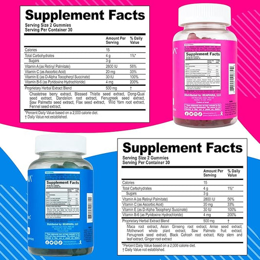 BEARVANA Bum & Chest Support Gummies for Women | Workout Enhancement | Berry Flavored | Essential Herbs | Multivitamins | Combo Pack Growth Gummies | Women’s Fitness Supplement (120 Count)