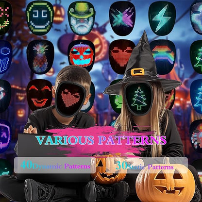 LED Mask with Gesture Sensing, Cool Light Up Transforming Face Mask for Halloween Xmas Cosplay