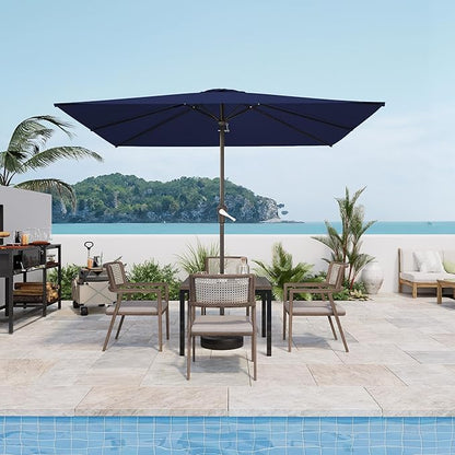 8' x 10' Rectangular Patio Umbrellas for Outdoor, Outdoor Table Umbrella, Large Outdoor Patio Umbrellas with 8 Sturdy Ribs for Market, Garden, Pool (Navy)