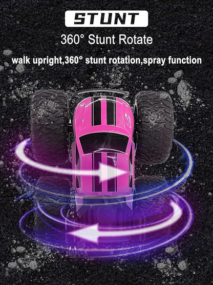 Monster Truck for Girls, Remote Control Car Toys, Pink RC Trucks With Spray Function, 4WD 360 Flips Rotating Car, Ideal Birthday for 3+ Year Old Girls