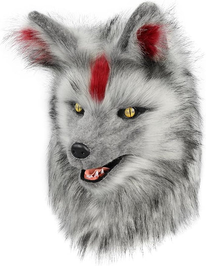 HAOAN Furry Dog Mask Animal Wolf Full Head for Halloween Fancy Dress Party Cosplay Costume Women Men