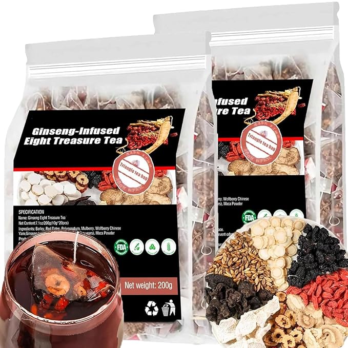 Ginseng Infused Eight Treasure Tea - Traditional Chinese Herbal Tea, Red Date Wolfberry Mulberry Health Tea, Natural Organic Kidney Cleanse Tea For Women & Men (2)