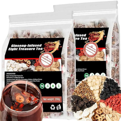 Ginseng Infused Eight Treasure Tea - Traditional Chinese Herbal Tea, Red Date Wolfberry Mulberry Health Tea, Natural Organic Kidney Cleanse Tea For Women & Men (2)