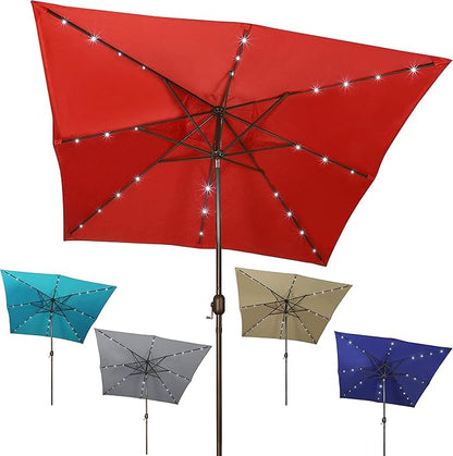 Blissun Rectangular Patio Umbrella, Table Market Umbrella with Tilt and Crank, Outdoor Umbrella for Garden, Deck, Backyard, Pool and Beach