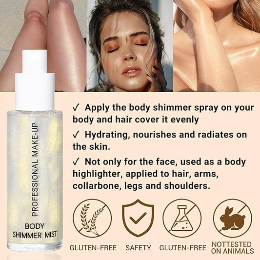 Face Liquid Highlighter Shimmer Body Spray for Hair (Y, Standard)