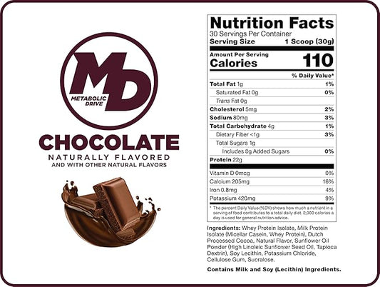 Biotest Metabolic Drive Functional Protein - Whey Isolate/Micellar Casein Blend - Lab-Tested (2lb, Chocolate)