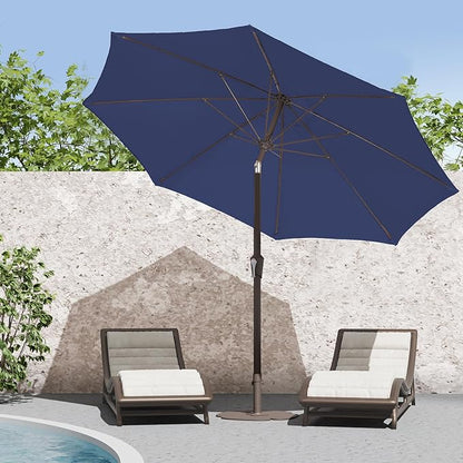 PatioKingdom 9FT Patio Outdoor Umbrella-UPF 50+ Sun Shade with Wind Vent, Push-Button Tilt & Smooth Crank Lift, Rust-Resistant Fiberglass Frame for Garden, Backyard,Yard