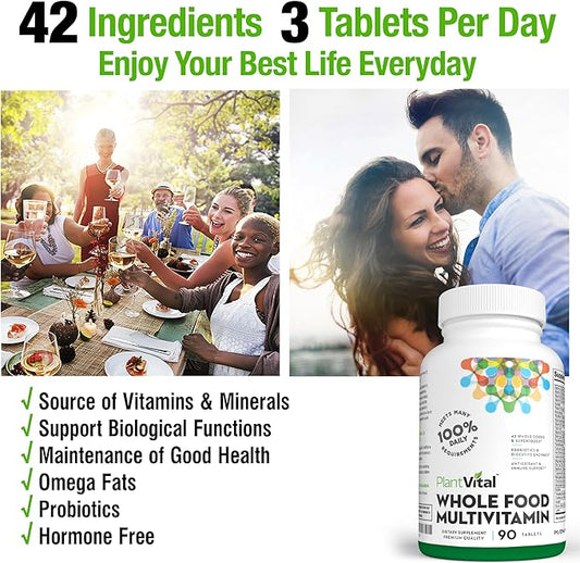 Plantvital Whole Food Multivitamin - Multivitamins with 42 Superfoods Raw Veggies and Fruits Vitamins Earth Energy Fruits and Veggies Supplement Pure Fruit and Vegetable Supplements - 270 Tablets
