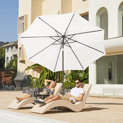 JEAREY 9FT Outdoor Patio Umbrella Outdoor Table Umbrella with Push Button Tilt and Crank, Market Umbrella 8 Sturdy Ribs UV Protection Waterproof for Garden, Deck, Backyard, Pool (Creamy-white)