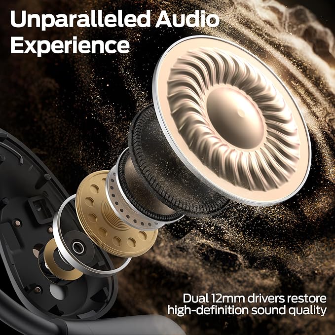 Monster Open Ear AC210 Headphones, Bluetooth 5.4 Earphones Stereo Sound, Wireless Headphones 30 Hours Playback, Type-C Charging, HD Clear Calls, Touch Control, IPX6 Waterproof Open Ear Earbuds,Back