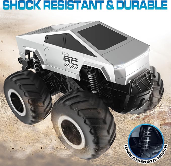 GoBang 1:16 Waterproof Rc Cars Cyber Toy Monster Truck Toys Amphibious Remote Control Car 4WD All Terrain Off-Road Trucks Pickup for 6 7 8 9 10 11 12 Year Old Boys Girls Gifts Presents