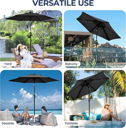 SUNVIVI OUTDOOR 7.5' Outdoor Patio Umbrella, Patio Umbrella, Market Umbrella, Metal Pole Umbrella with Push Button Tilt and Crank, 6 Ribs, Polyester Canopy