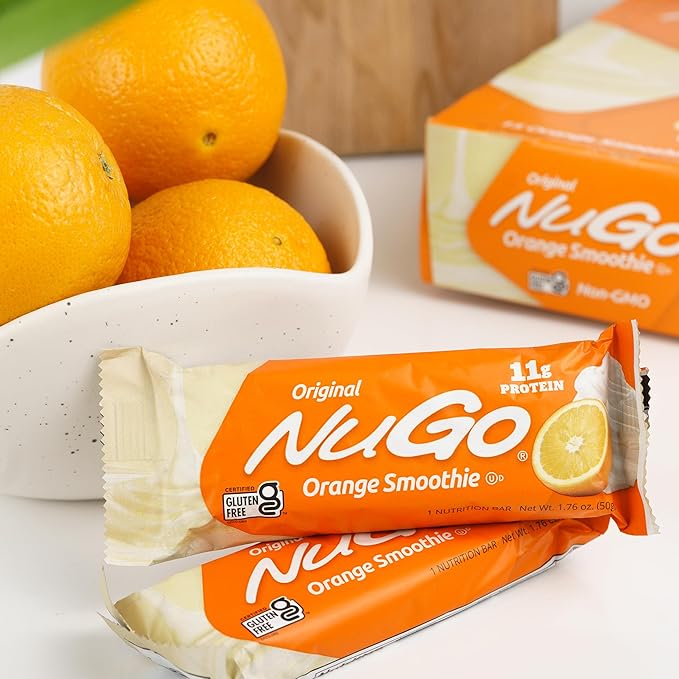 NuGo Original Variety, Vanilla Yogurt 15 bars & Orange Smoothie 15 bars, 11g Protein, Gluten Free, 30 Count