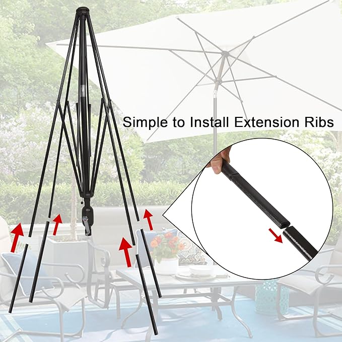 Blissun Rectangular Patio Umbrella, Table Market Umbrella with Tilt and Crank, Outdoor Umbrella for Garden, Deck, Backyard, Pool and Beach