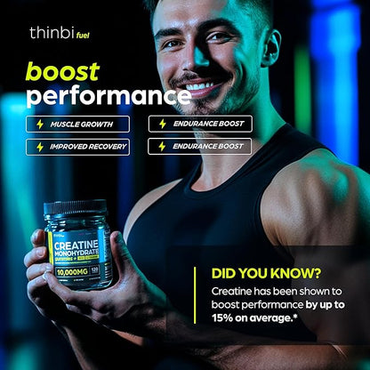Creatine Gummies Monohydrate Complex 10,000mg for Men & Women -120 Gummies Advanced Formula W/L-Taurine + Vitamin B12 for Muscle Strength, Muscle Builder, Energy Boost, Pre-Workout Supplement -Thinbi