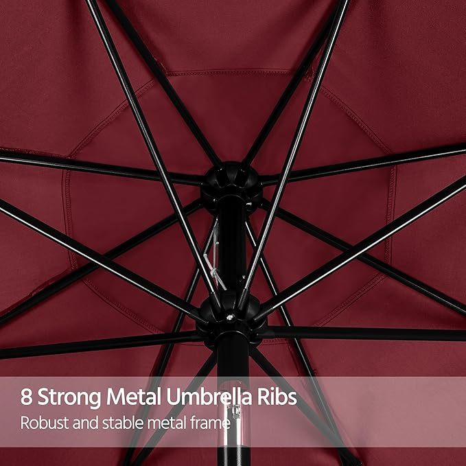 Yaheetech 9FT Patio Umbrella, Outdoor Market Table Umbrella with Push Button Tilt and Crank, Yard Sun Shade with 8 Sturdy Ribs for Garden, Lawn, Beach