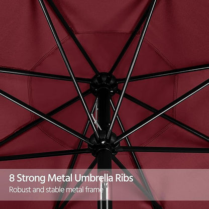Yaheetech 9FT Patio Umbrella, Outdoor Market Table Umbrella with Push Button Tilt and Crank, Yard Sun Shade with 8 Sturdy Ribs for Garden, Lawn, Beach