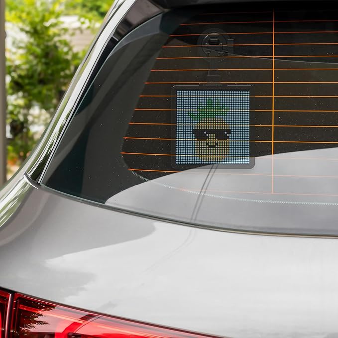 Monster Smart Pixel Display Screen for Cars, App Controlled Custom LED Text Pattern & Animation Screen, Sound Reactive, USB Powered, 6x6 in, 32x32 Pixels, Full Color Mobile Advertising & Ride Sharing