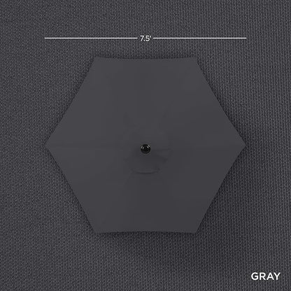 Best Choice Products 7.5ft Heavy-Duty Round Outdoor Market Table Patio Umbrella w/Steel Pole, Push Button Tilt, Easy Crank Lift - Gray