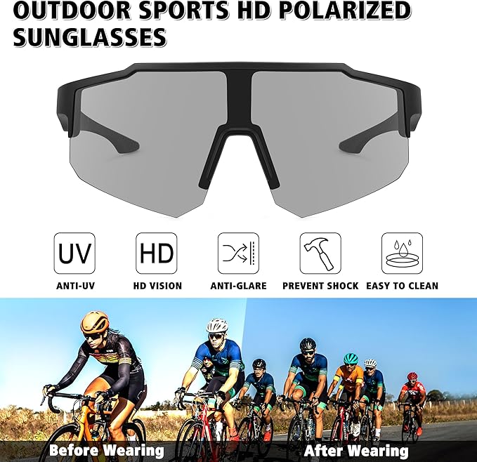STORYCOAST Polarized Sports Sunglasses for Men Women,Driving Fishing Cycling Mountain Bike Sunglasses UV400 Protection