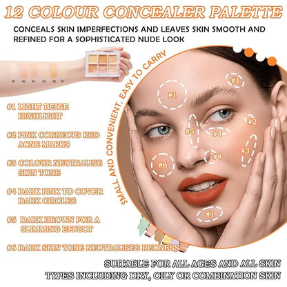 12 Colors Correcting Concealer Contour Makeup Palette, 6