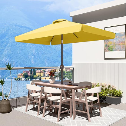 6.5 * 10FT Rectangular Patio Umbrella Table Market Umbrella w/Tilt and Crank Outdoor Umbrellas for Garden, Deck, Backyard, Pool and Beach, Yellow