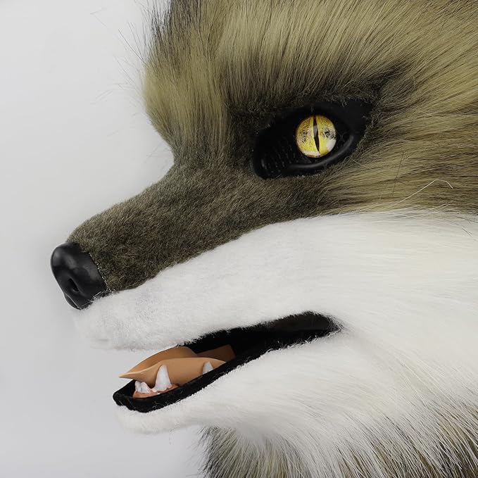 HAOAN Furry Dog Mask Animal Wolf Full Head for Halloween Fancy Dress Party Cosplay Costume Women Men