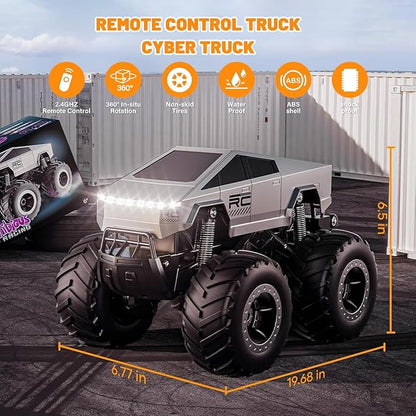 Amphibious Off-Road Monster Truck Toy, 1:16 Scale 4WD High-Speed RC Car, 2.4GHz All-Terrain Remote Control Vehicle for Boys & Girls Ages 6+ Ideal Gift for Kids, Adults