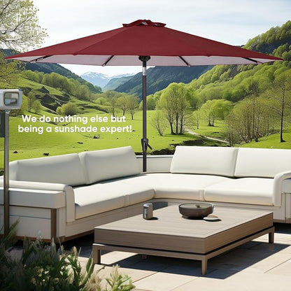 Tempera Patio Market Outdoor Table Umbrella with Push Button Tilt and Crank,Large Sun Umbrella with Sturdy Pole&Fade resistant canopy,Easy to set
