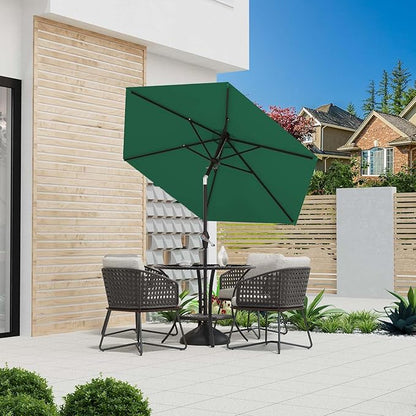 7.5FT Patio Umbrella Table Market Umbrella w/Tilt and Crank Heavy-Duty Round Outdoor Umbrellas for Garden, Deck, Backyard, Pool and Beach, Dark Green