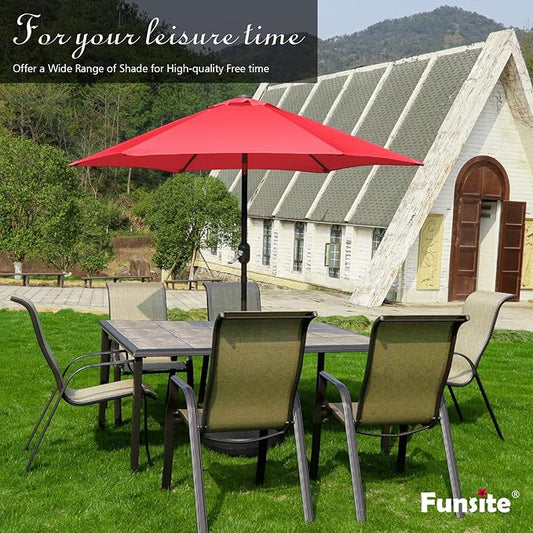 7.5Ft/9Ft Patio Umbrella, UV Protect Pool Umbrella with Heavy Duty Pole,Outdoor Umbrella with Push Botton Tilt & Crank
