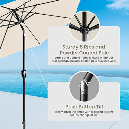 Simple Deluxe 9' Patio Umbrella Outdoor Table Market Yard Umbrella with Push Button Tilt/Crank