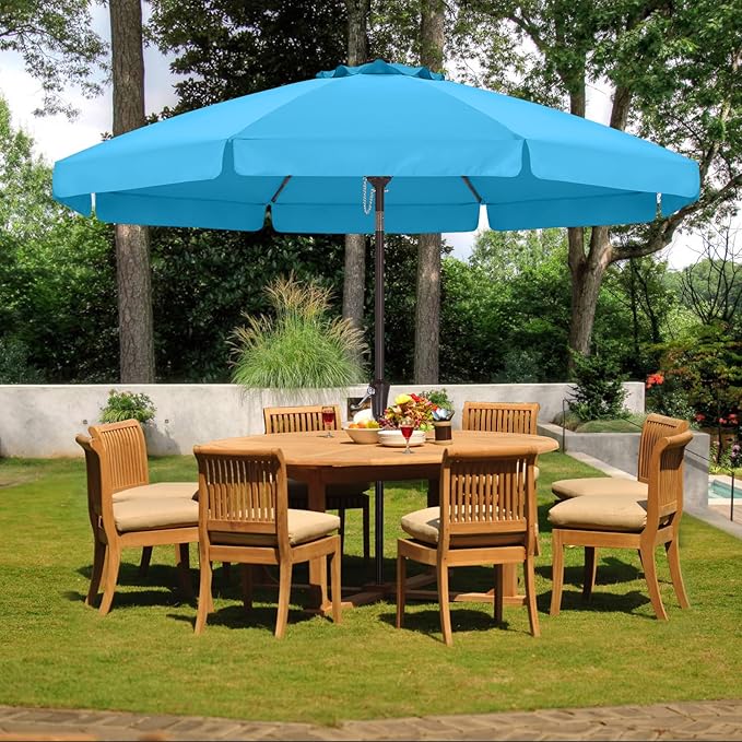 ABCCANOPY 9ft Patio Umbrella 9ft, Outdoor Table Umbrella with Push Button Tilt and Crank, 8 Ribs Umbrella for Patio Pool Garden Deck (Turquoise)